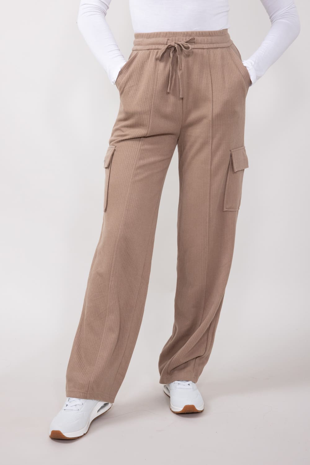 Drawstring Cargo Sweatpants for Women in Taupe CARGO-TR1-TAUPE
