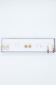 Bow Christmas Season Earrings Gift Box Set