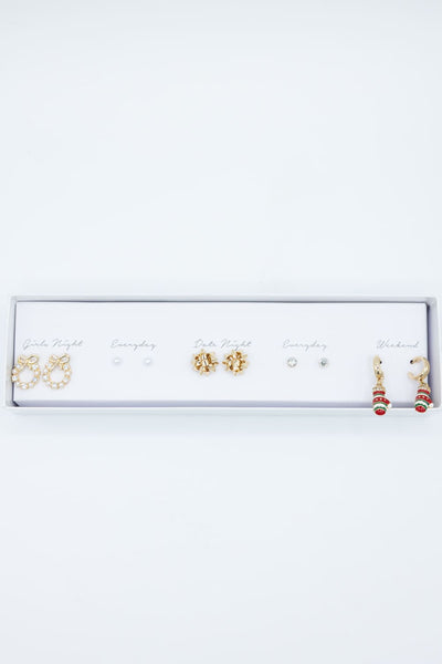 Bow Christmas Season Earrings Gift Box Set