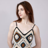 Elan Crochet Fringe Tank Top for Women in Natural