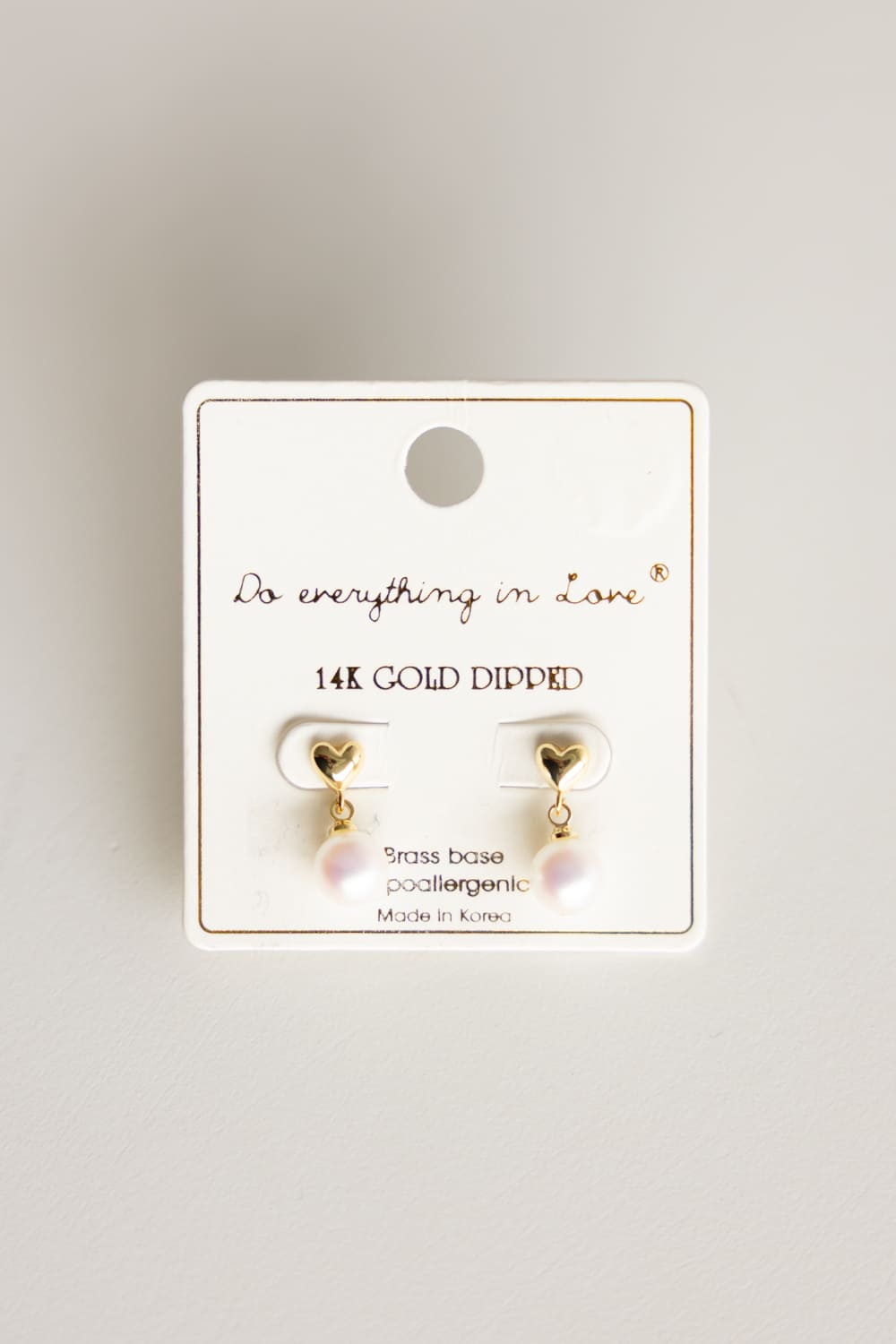 Heart Drop Pearl Earrings for Women in Gold