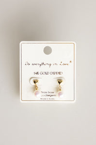 Heart Drop Pearl Earrings for Women in Gold