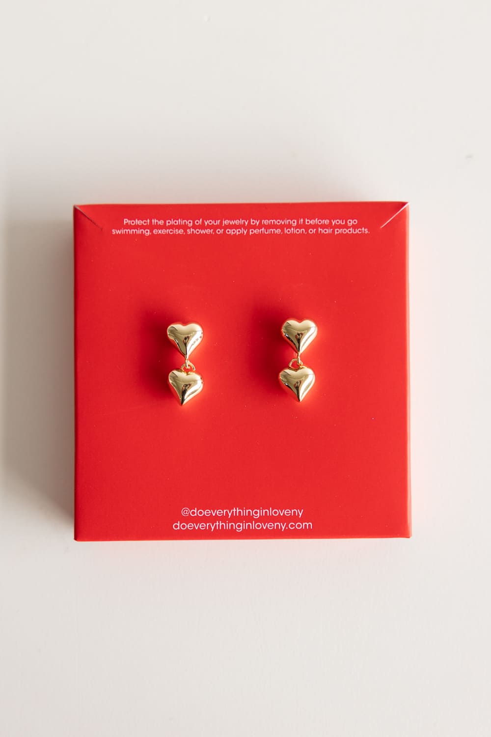 Stacked Heart Stud Earrings for Women in Gold