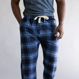 Plaid Flannel Lounge Pants for Men in Navy