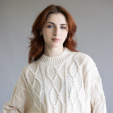 Elan Cable Knit Sweater for Women in Off White