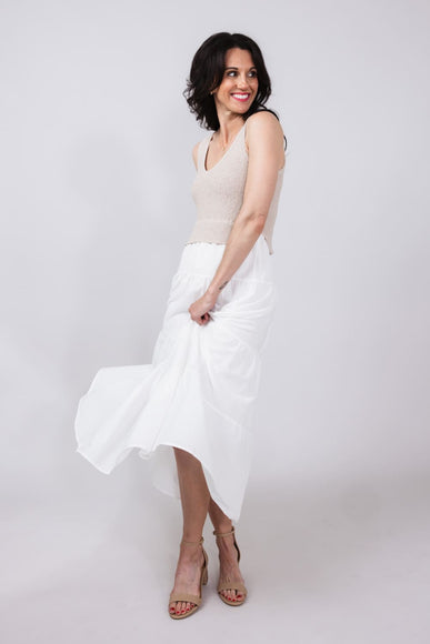 Elan Knit Mix Maxi Dress for Women in Natural/White