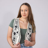 Embroidered Vest for Women in Cream