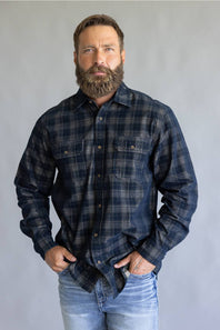 1897 Legends Corduroy Reverse Plaid Flannel Shirt for Men in Navy Olive | F13006-NAVYOLIVE
