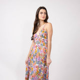 Open Back Floral Maxi Dress for Women in Ivory