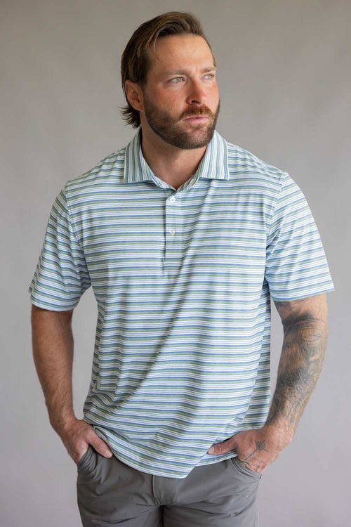 1897 Legends Striped Polo for Men in Green Blue