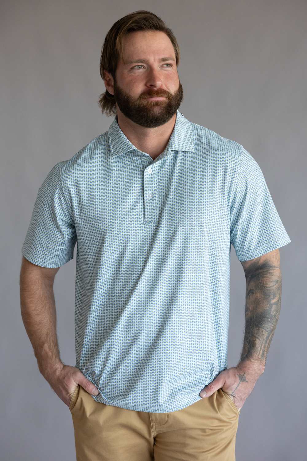 1897 Legends Geo Polo for Men in Olive Blue