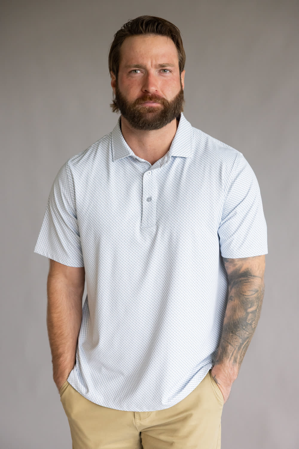 1897 Legends Geometric Polo for Men in Silver