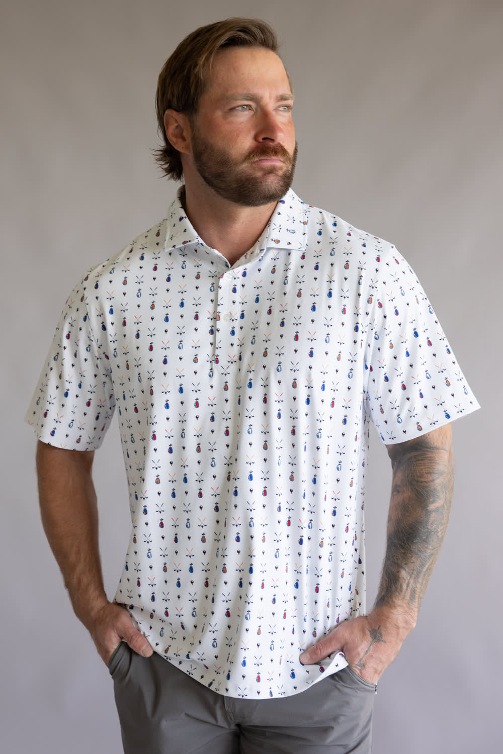 1897 Legends Golf Print Polo for Men in White