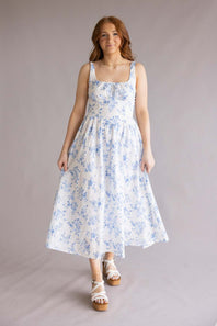 Bow & Floral Maxi Dress for Women in White