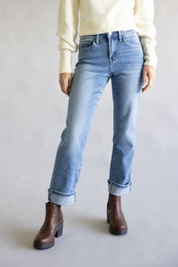 Flying Monkey High Rise Crop Straight Leg Jeans for Women