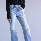 Flying Monkey High-Rise Frayed Wide Leg Jeans for Women