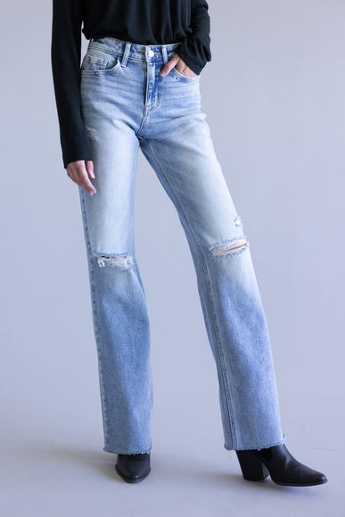 Flying Monkey High-Rise Frayed Wide Leg Jeans for Women