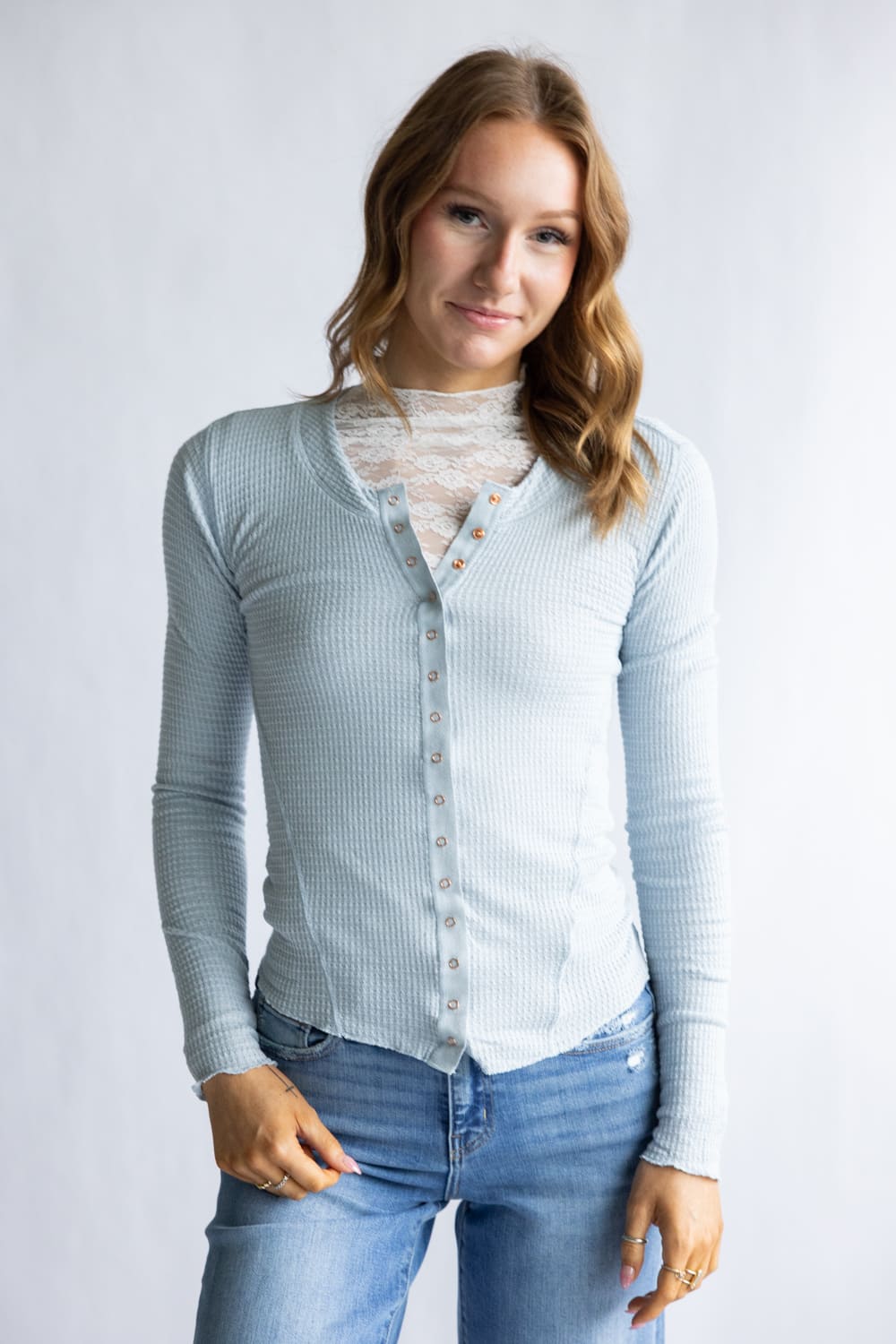 Free People Intimately Going Places Cardi for Women in Pearl Blue | OB ...