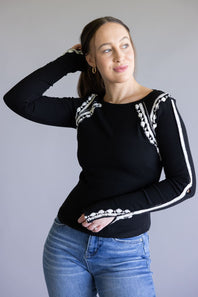 Free People Lost Love Long Sleeve Top for Women in Black