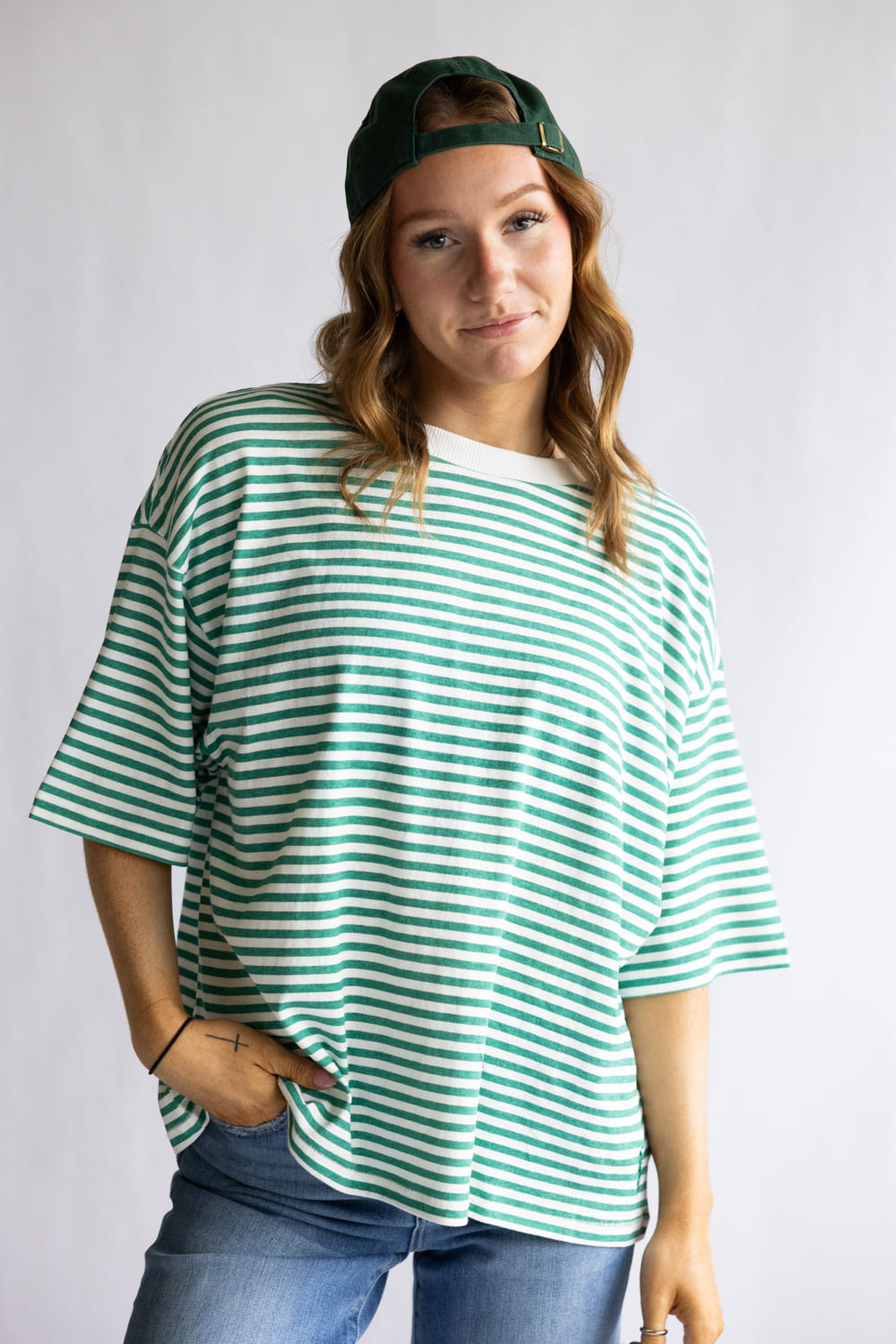 FP Movement Tackle Stripe Tee for Women in Court Stripe Green