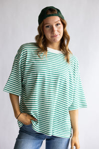 FP Movement Tackle Stripe Tee for Women in Court Stripe Green