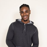 Flag and Anthem Abington Slub Henley Lightweight Hoodie for Men in Grey