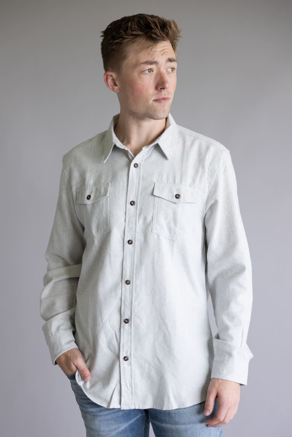 Flannel Shirt for Men in Heather Grey