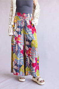 Floral Beach Pants for Women in Pink Multi