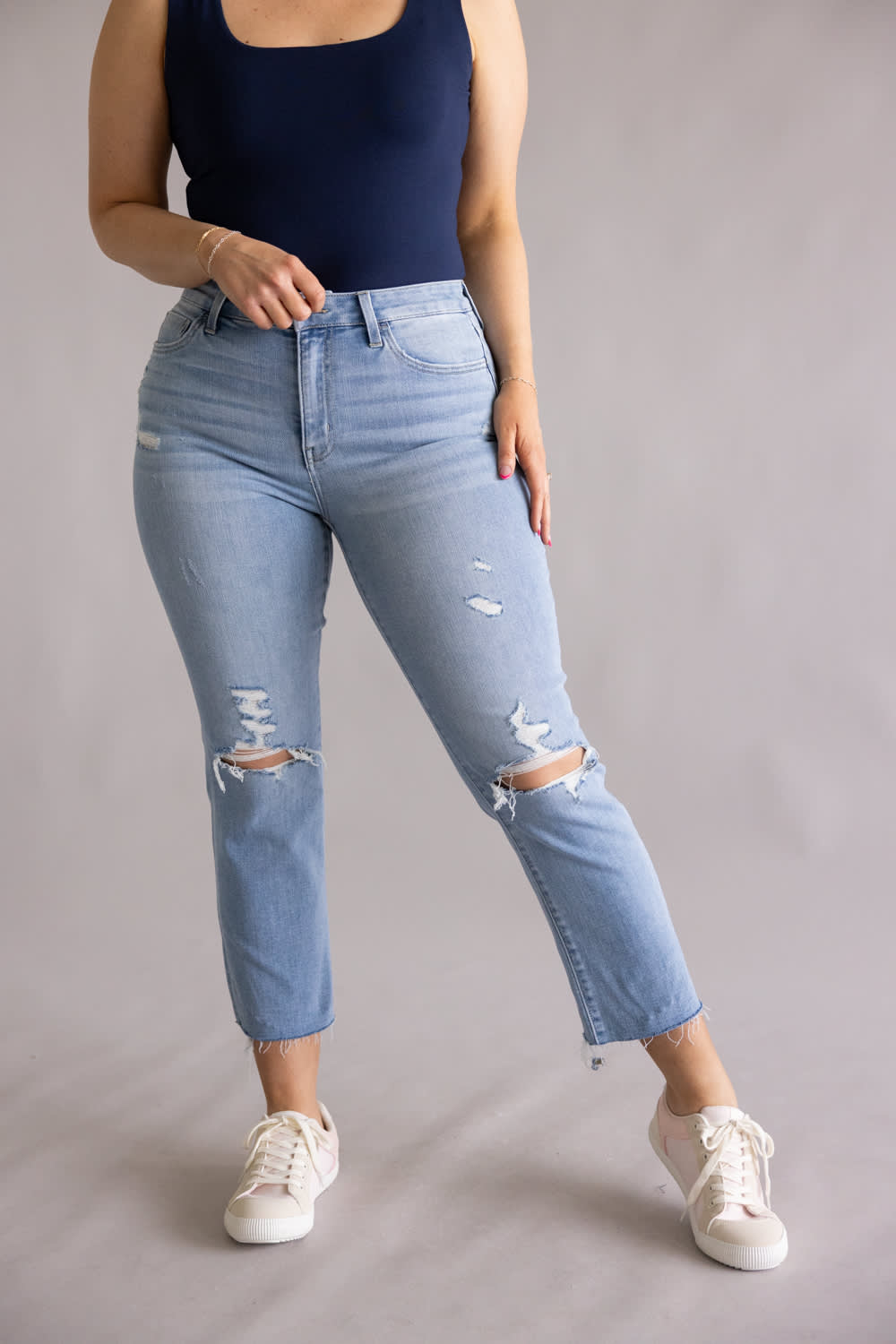 Flying Monkey High Rise Cropped Slim Straight Leg Jeans for Women