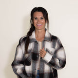 Plaid Shacket for Women in Grey/Tan