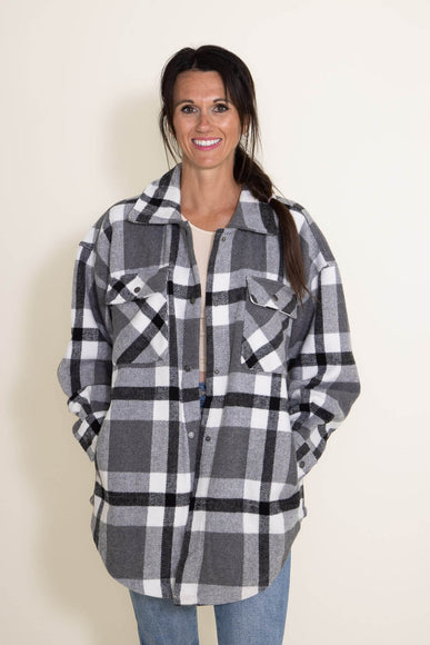 Plaid Shacket for Women in Grey