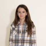 Youth Polar Fleece Shacket for Girls in Taupe