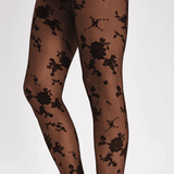 Free People Flocked Floral Tights for Women in Black