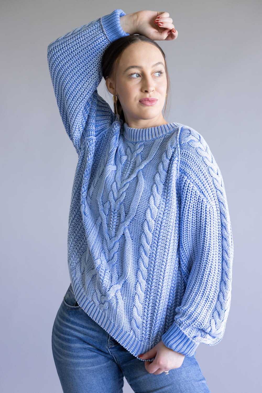 Free People Frankie Cable Sweater for Women in Blue