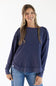 Simply Southern Curved Hem Waffle Top for Women in Dusk Blue | PP-0226-PULL-WFL-DUSK
