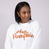 1897 Active Embroidered Hey Pumpkin Sweatshirt for Women in Ivory