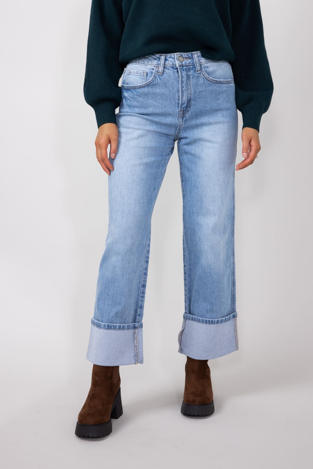 Gabby Supper High-Rise Baggy Straight Jeans for Women in Medium Wash