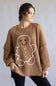 Gingerbread Man Oversized Sweater for Women in Brown