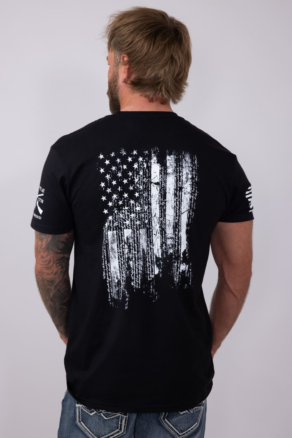 Grunt Style 1776 Flag T-Shirt for Men in Black