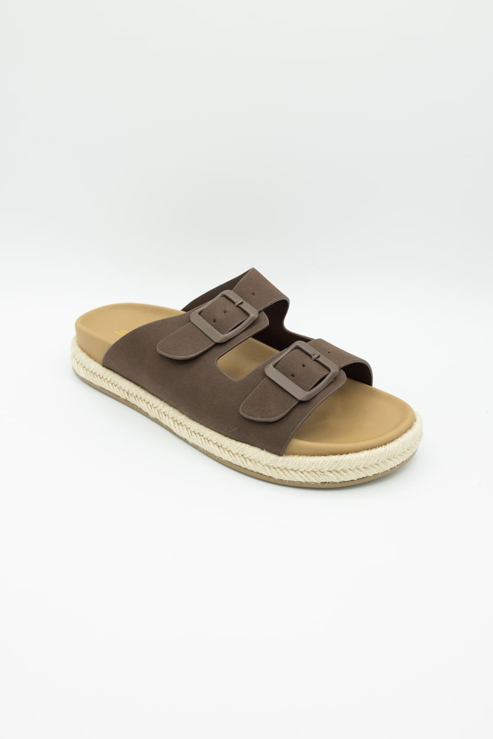 Soda Hertha Two Buckle Platform Sandals in Brown