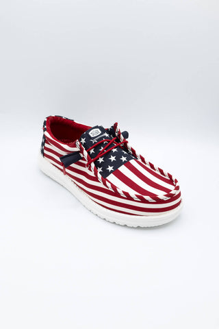 HEYDUDE Men’s Wally Americana Shoes in American Flag