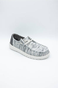 HEYDUDE Womens Wendy Knit Shimmer Shoes in Light Grey