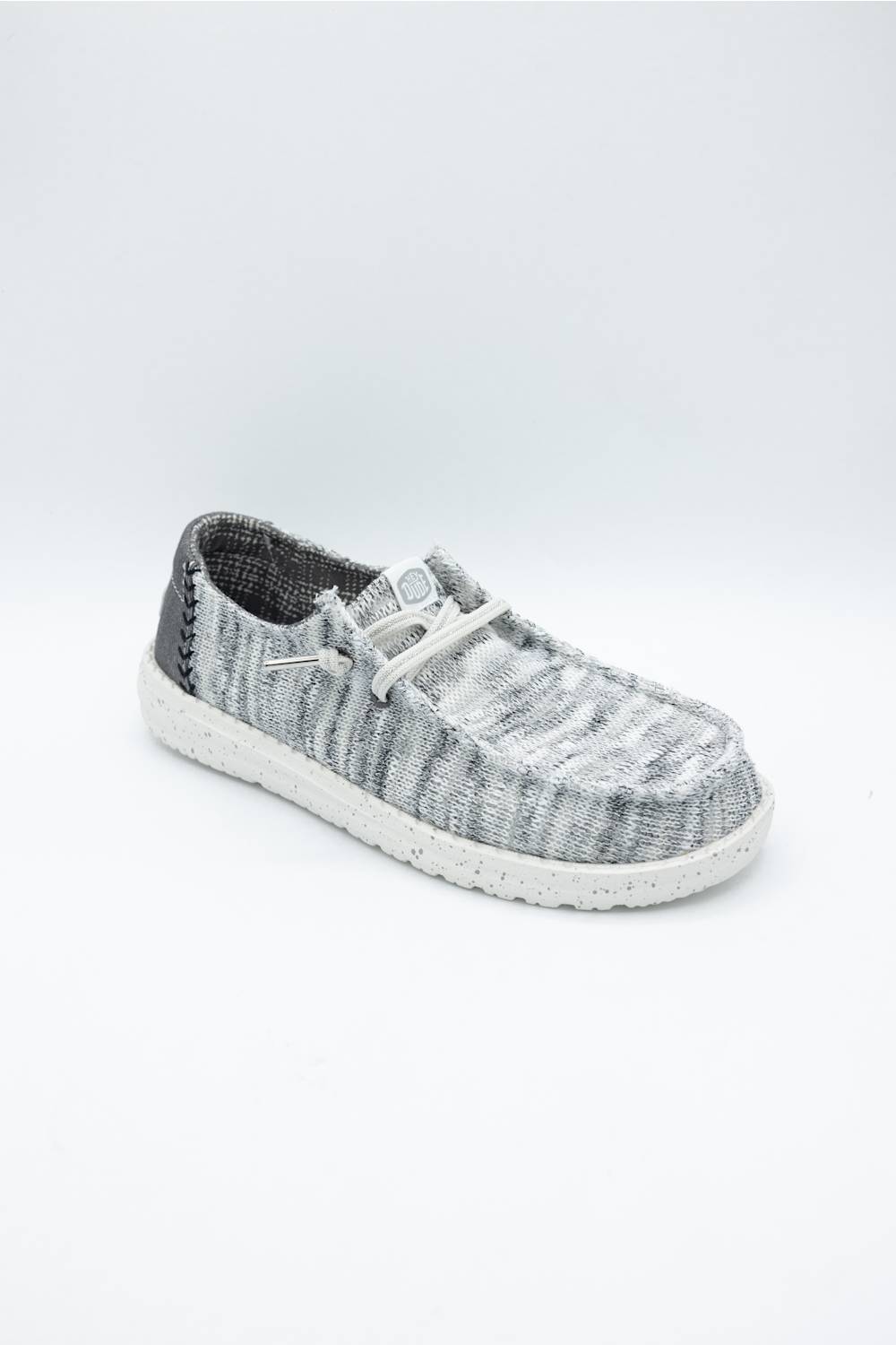 HEYDUDE Womens Wendy Knit Shimmer Shoes in Light Grey