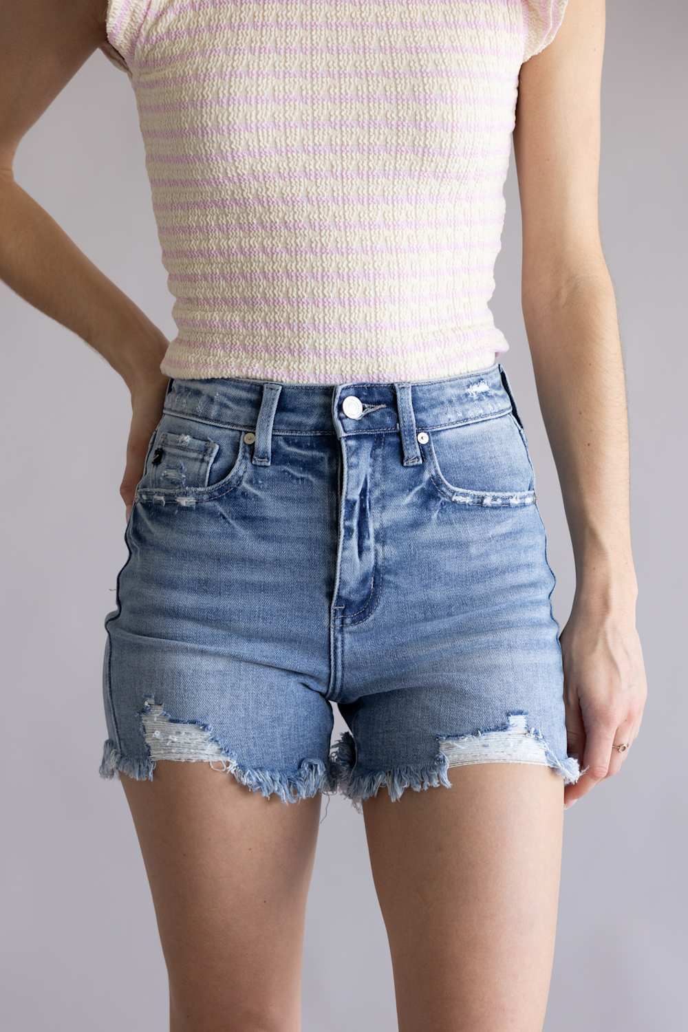 KanCan x Glik’s Best Friend Fray Hem Distress Denim Shorts for Women