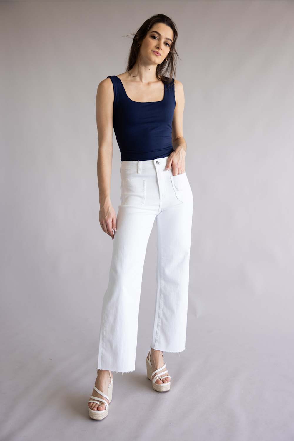 Mica Crop Wide Jeans for Women in White