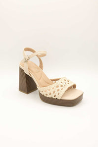 Hudson Platform Block Heels for Women in Beige 