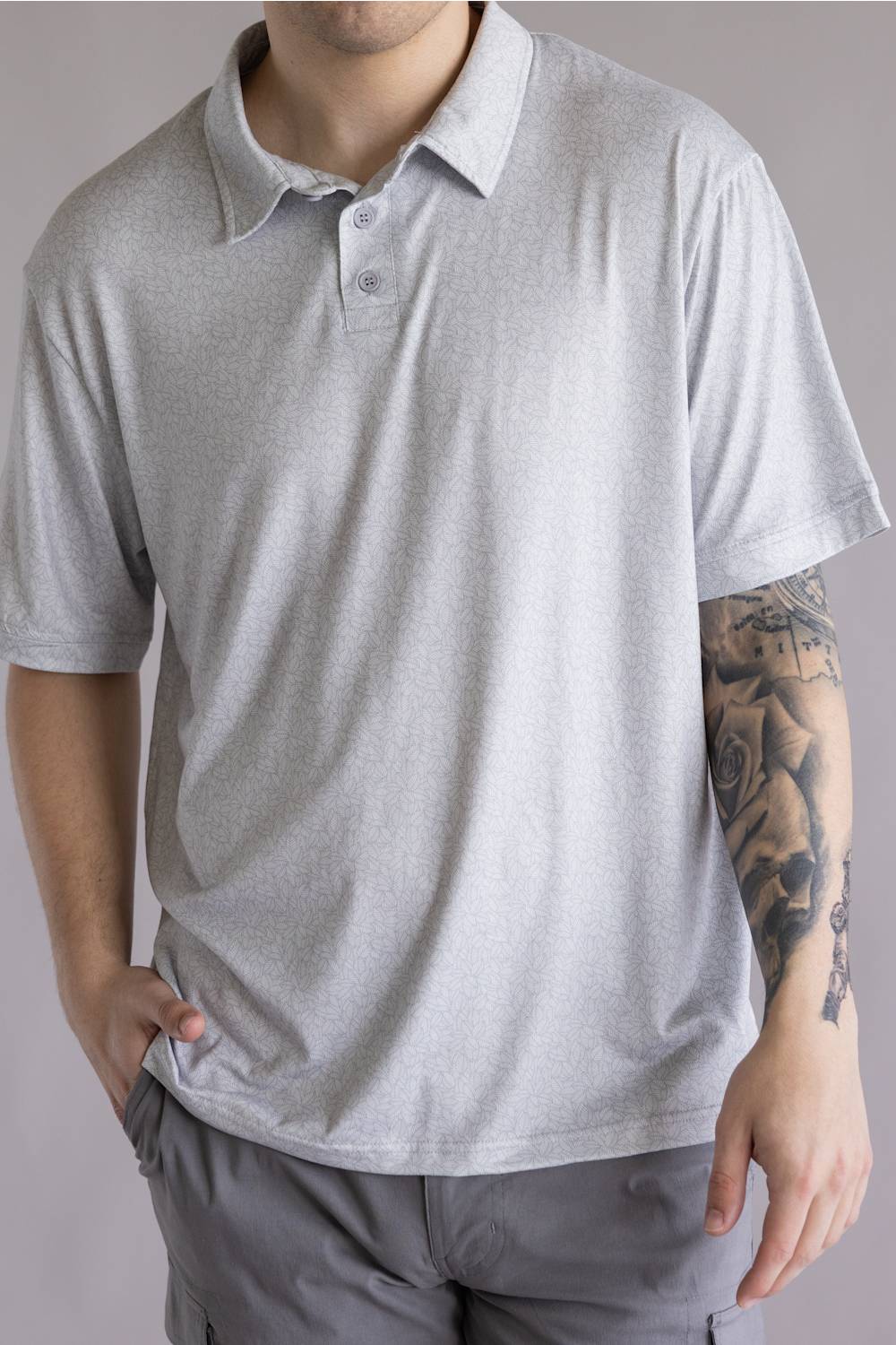 Hallstatt Leaves Polo for Men in Gray