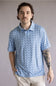 Hallstatt Pontoon Polo for Men in Blue; Man wearing a blue patterned polo shirt against a plain background