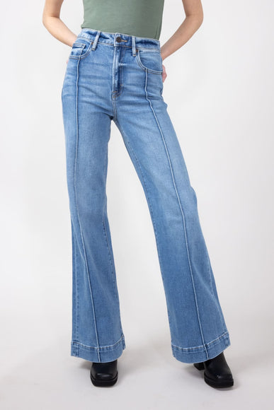 Hidden High-Rise Exposed Stitch Flare Jeans for Women
