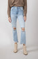 Hidden Happi Distressed Knee Crop Flare Jeans for Women